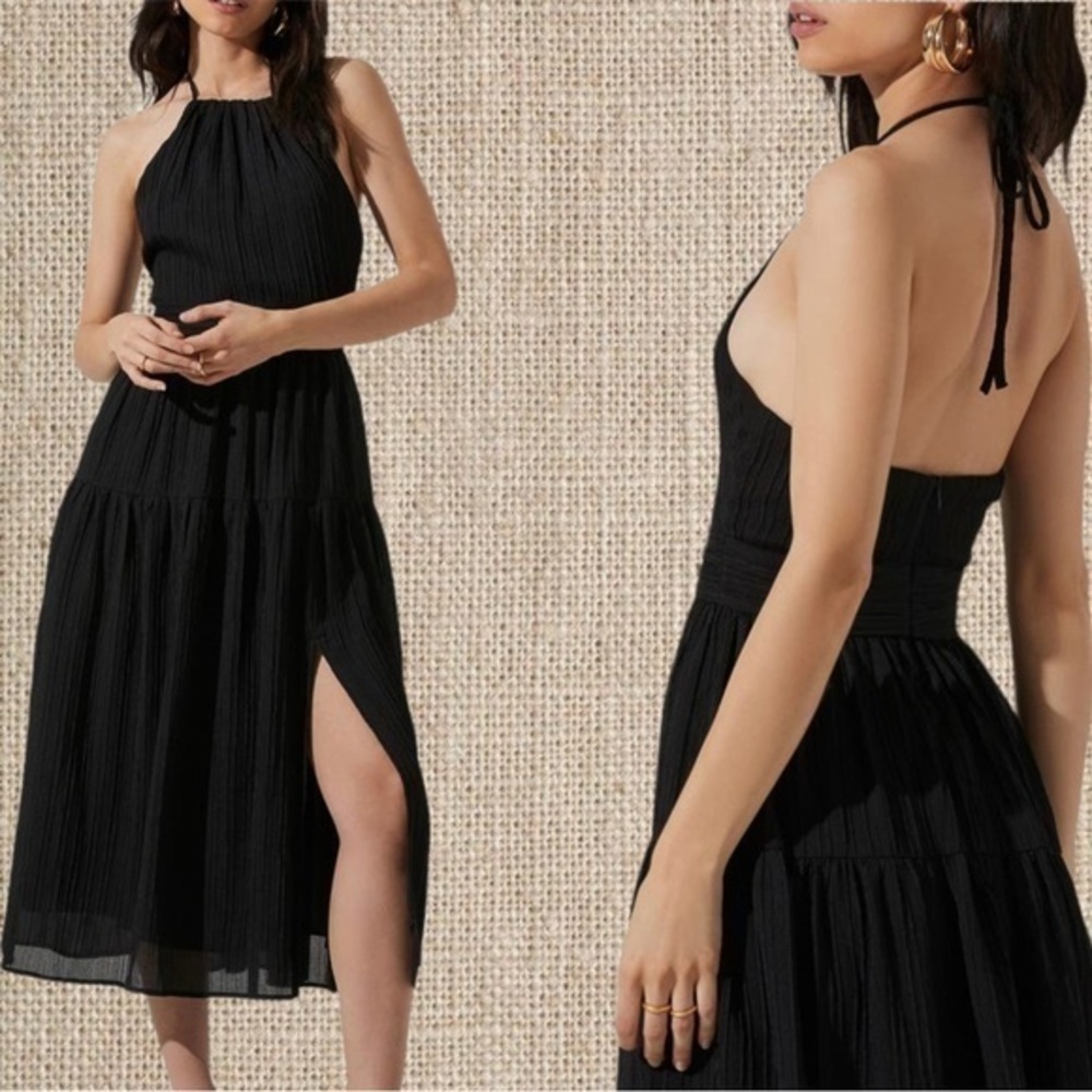 Astr Black Backless Halter Dress